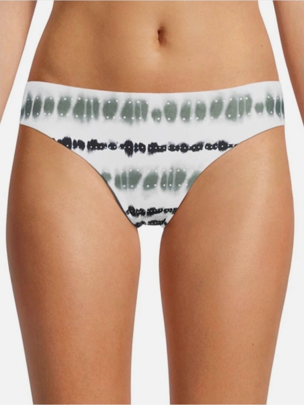 Cyn & Luca Ruched Back Tie-Dye Bikini Botto Army Green/Black/White Size XL NWT